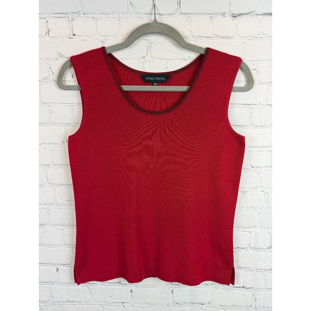 MING WANG crimson red sleeveless knit tank top pullover XS